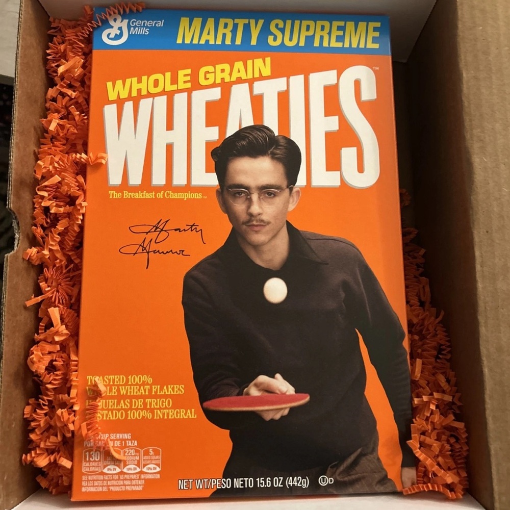 Marty Supreme Wheaties Box Timothée Chalamet A24